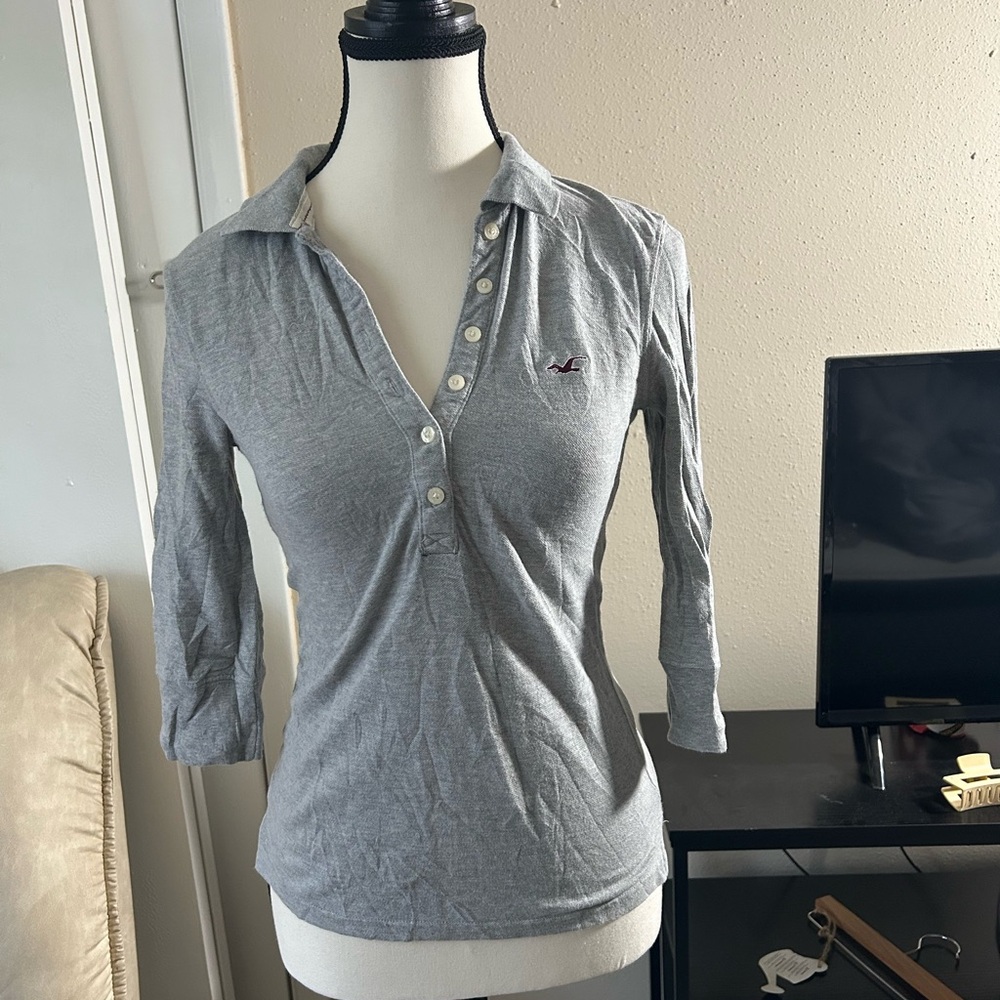 Vintage Hollister Light Gray Henley Shirt